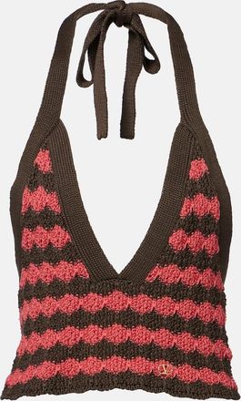 Valentino Striped knitted cotton crop top