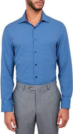 W.R.K Line Geo Print Stretch Performance Dress Shirt in Navy at Nordstrom Rack, Size 15.5