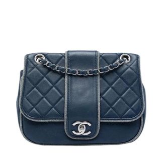 Chanel Pre-owned Quilted Lambskin Crossbody Bag - Dames - Pre-owned - Blauw - Maat: ONE Size Leer