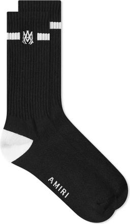 Amiri Mens MA Embroidery Socks in Black Cotton - Size 7-8.5 (UK Shoe)