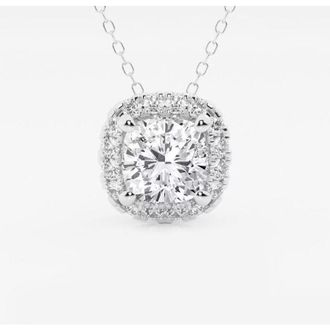 Grown Brilliance 0.30 Carat 14K White Gold Cushion Cut Lab Grown Diamond 18 Pendant Necklace for Women- Color/Clarity-G+SI