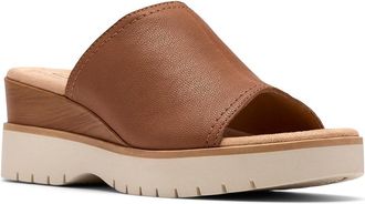 Clarks Diaz Slide Womens Sandals Tan Leather : 8.5 B - Medium