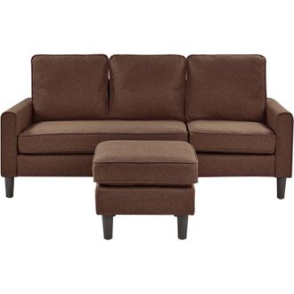 Beliani Beliani - Sof&aacute; Tapizado 3 Plazas Marr&oacute;n Con Reposapi&eacute;s Estilo Moderno Avesta