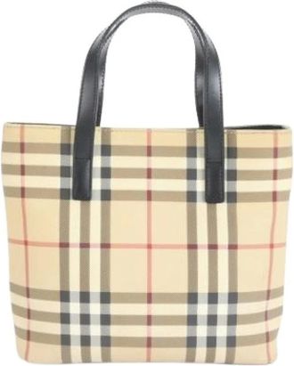 Burberry Pre-owned Tote Bags, female, Beige, Size: ONE SIZE Pre-owned Vintage Canvas Tote Bag