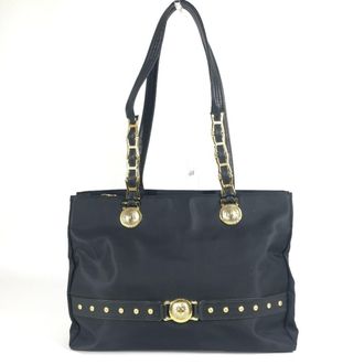 Versace Black Nylon Leather Shoulder Bag Tote Bag (Pre-Owned)