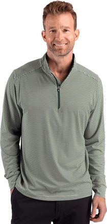 Cutter & Buck Forge Recycled Double Stripe Four-Way Stretch Mens Quarter Zip Pullover