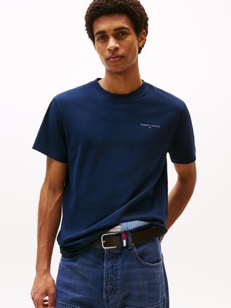 Tommy Jeans T-Shirt TOMMY JEANS TJM SLIM LINEAR CHEST TEE EXT, Herren, Gr. 3XL, blau (schwarz night navy), Single Jersey, Obermaterial: 100% Baumwolle, unifarben,