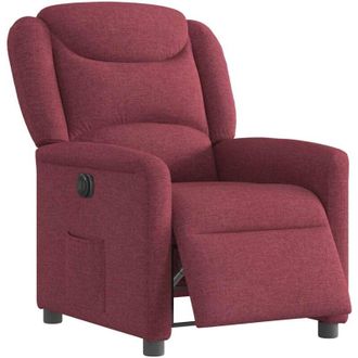 vidaXL Sill&oacute;n Reclinable El&eacute;ctrico Tela Rojo Tinto Vidaxl