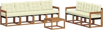 vidaXL Conjunto De Sof&aacute;s De Exterior 8 Uds. Natural Y Crema Vidaxl