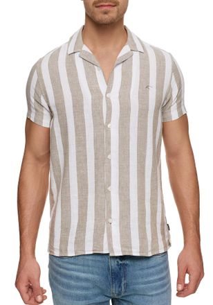 Indicode Kurzarmhemd INDICODE INCarlui, Herren, Gr. XXL, N-Gr, gr&uuml;n (covert gr&uuml;n), Web, Obermaterial: 55% Leinen, 45% Baumwolle, gestreift, regular fit, Hemden