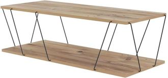 Decortie Decortie - Tavolino basso 2 livelli decorato in legno di pino e nero L120 cm - labranda