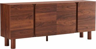 Oviala Aparador efecto madera con 4 puertas, 180 cm de ancho, madera oscura