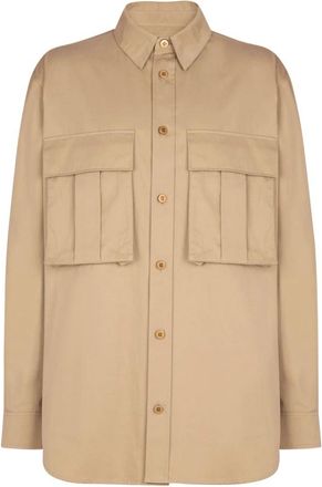 Balmain Cotton safari shirt - Heren - Casual Overhemden - Beige - M - Katoen - Overhemden