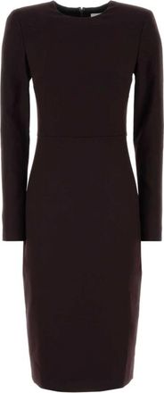 Victoria Beckham T-shirtjurk met lange mouwen en aansluitende pasvorm - Dames - Casual kleedjes - Paars - XS - Wol - Kleedjes