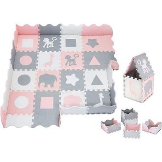 OEM Alfombra Rompecabezas De Actividades Para Beb&eacute; - Espuma Eva Rosa - 16 Piezas - 150 X 150 Cm