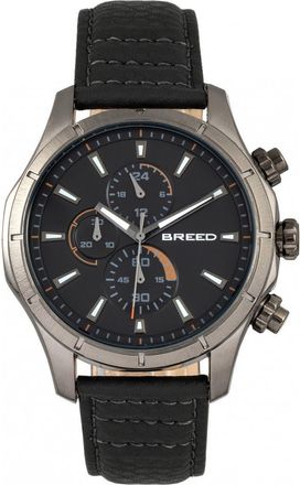 Breed Lacroix Chronograph Leather-Band Watch in Gunmetal/black at Nordstrom