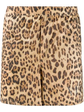 Valentino Leopard Print Swim Shorts - Beige