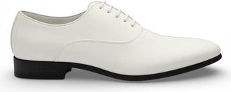 Infinity Leather Mens Formal White Patent PU Leather Oxford Dress Brogue Shoes