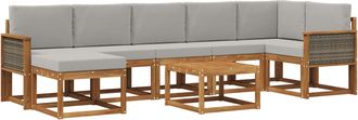 vidaXL Conjunto De Sof&aacute;s De Exterior 8 Uds. Natural Y Gris Claro Vidaxl