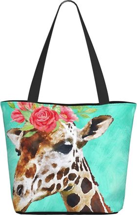 AOOEDM Flowers And Giraffes Ladies Shopping Bag 13x11x7in.The Perfect ValentineS Day Gift.It Is The Best ValentineS Day Gift For Mom, Daughter, Wife,Etc