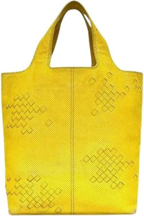 Bottega Veneta Pre-owned Tote Bags, female, Yellow, Size: ONE SIZE Pre-owned Vintage Intrecciato Tote Bag
