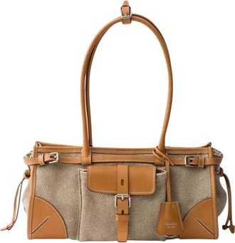 Prada Natural Bonnie Medium Shoulder Bag