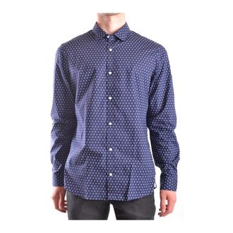 Michael Kors Polka Dot Katoenen Shirt met Lange Mouwen - Heren - Casual Overhemden - Blauw - 2XL - Katoen - Overhemden