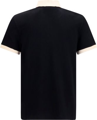Valentino Mens Polo Shirt Black-Cream Cotton Black/cream T-shirts And Polos