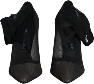 Dolce & Gabbana Black Viscose Mesh Sock Style Boots Womens Shoes (Pre-Owned)