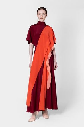 Roksanda Ilincic Arisha Chiffon Draped Midi Dress in Borgonha /Hibiscus at Nordstrom, Size 10