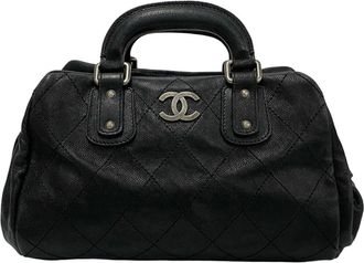 Chanel Grained Calfskin Boston Bag Handbag (Pre-Owned)