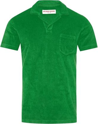 Orlebar Brown Coastal Green Towelling Polo Shirt - Heren - Polos - Groen - S - Katoen - Tops