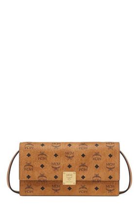 MCM Aren Crossbody Wallet in Visetos in Cognac at Nordstrom
