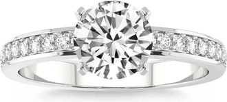 Pompeii3 1/5Ct Lab Grown Diamond & 7mm Moissanite Round Engagement Ring in 10k Gold