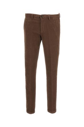 BRIGLIA 1949 Brown Moleskin-Effect Cotton Twill Straight-Leg Pants