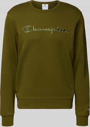 Champion Sweatshirt mit Label-Stitching und Rundhalsausschnitt in Gruen, Größe XXL
