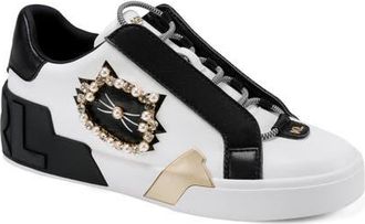 Karl Lagerfeld Madisyn Slip-On Sneaker in Bright White/Black at Nordstrom, Size 8.5