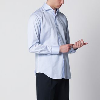 Xacus Camicia Travel a righe bianca/azzurra