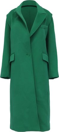 Maje Givera Single-Breasted Coat in Green Wool