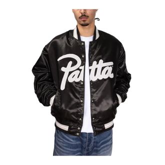 Patta Satin Varsity Jacket Black Waterproof - male - Patta - Bomber Jackets - Black - M - Jackets