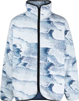 BONSAI Blauwe Abstracte Jas - Heren - Fleece jassen - Blauw - M - Katoen - Fitness