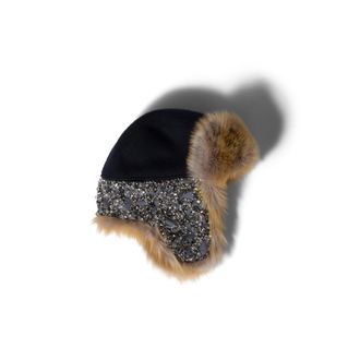 Miu Miu Embroidered Wool And Shearling Hat, Woman, Blue/caramel/iron, Size L