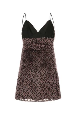 Saint Laurent Bicolor Velours Mini-jurk