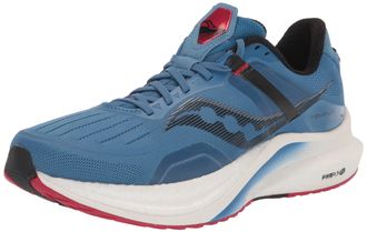 Saucony Mens Tempus Running Shoe, Hydro/Poppy, 12.5