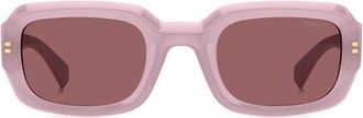 Polaroid 51mm Polarized Rectangular Sunglasses in Pink/violet Polar at Nordstrom