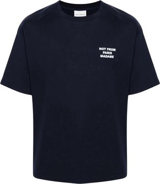 Dr&ocirc;le de Monsieur Le T-Shirt Slogan - Heren - T-shirts - Blauw - L - Katoen - Tops