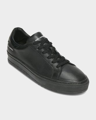 Karl Lagerfeld Men & apos;s Classic Leather Low-Top Sneakers