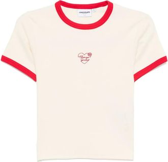 Chocoolate logo-embroidered T-shirt - women - Cotton/Spandex/Elastane - M - Neutrals