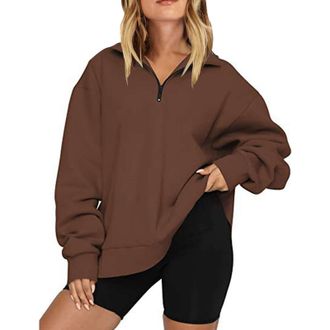 Generic Todays Daily Deals Ladies Sweatshirts And Hoodies Women Long Sleeve Oversized Half Zip Pullover Sweatshirt Hoodie Sweater Trendy Fall Marketplace UK C