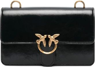 Pinko Pinko - Love One Mini Light - Dames - Tassen - Zwart - Maat: ONE Size Zijde